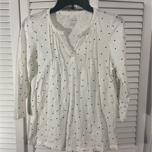 L.L. Bean White Polka Dot Top